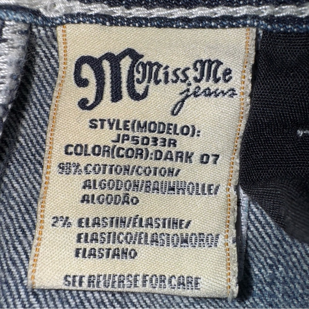 📌Miss Me JP5033R Bootcut Jeans Dark Wash Embroidered Pockets Size 28 - Picture 5 of 6